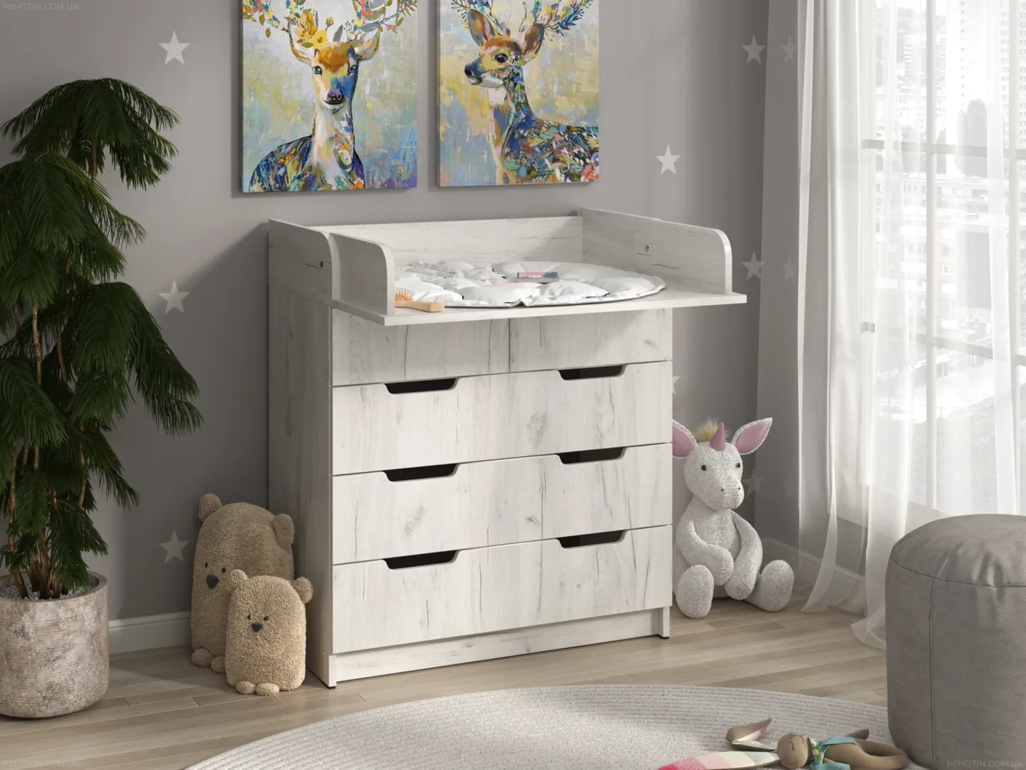 Komoda K-3+3 Swaddle Komodos Miegamojo baldai Vaikų baldai