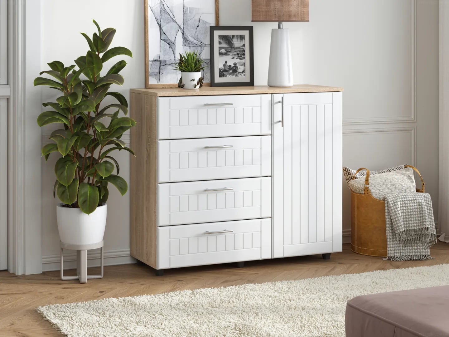 Komoda K-4+1 MDF Komodos Miegamojo baldai Svetainės baldai Vaikų baldai