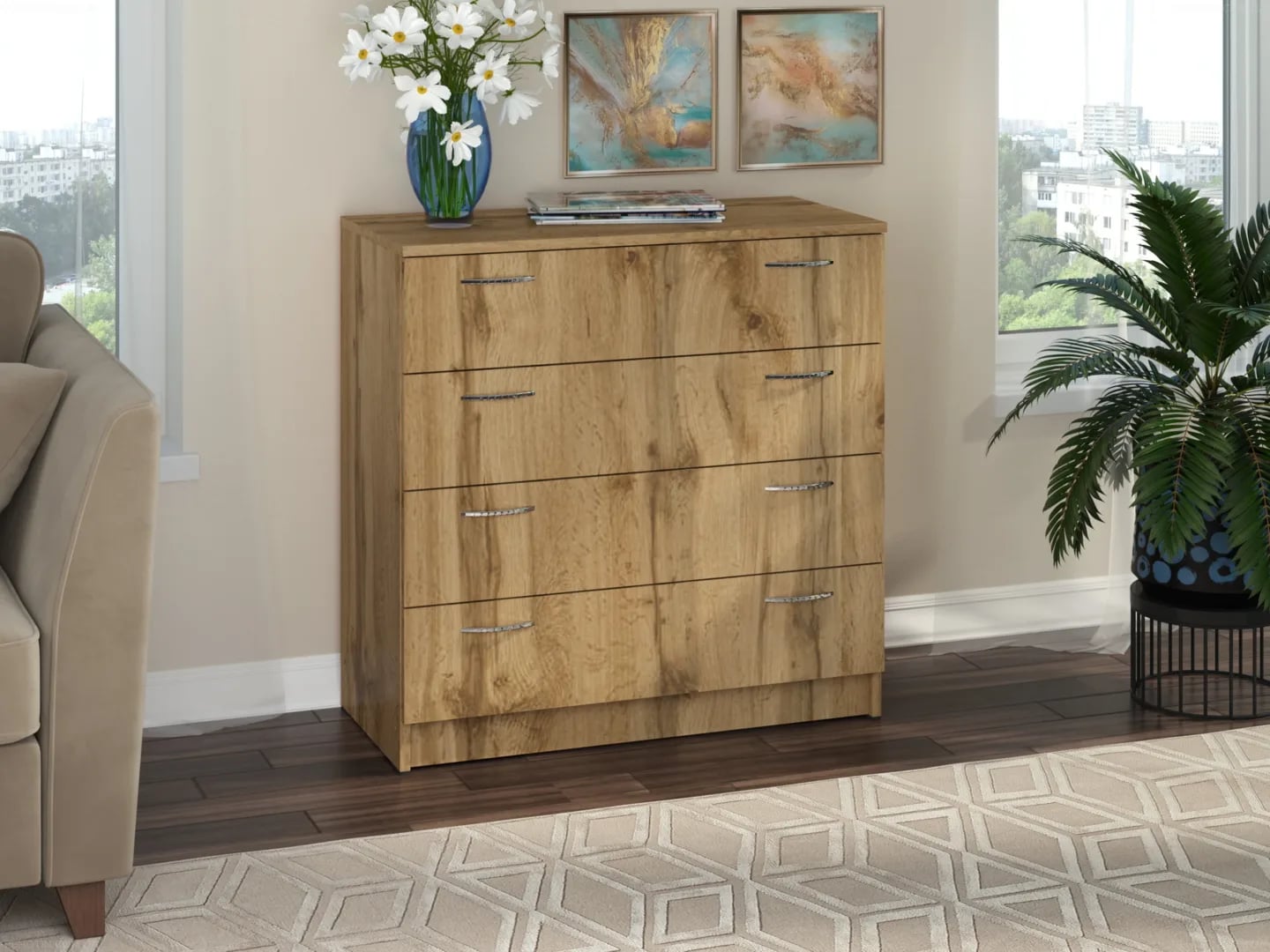 Komoda K-4 Komodos Miegamojo baldai Svetainės baldai Vaikų baldai