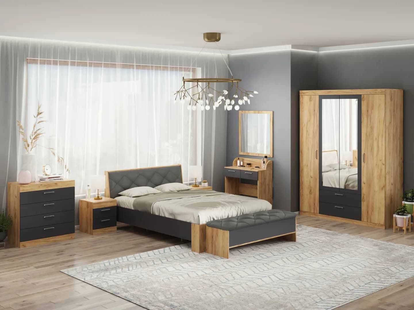 Komoda K-4 Monika Komodos Miegamojo baldai Svetainės baldai Vaikų baldai