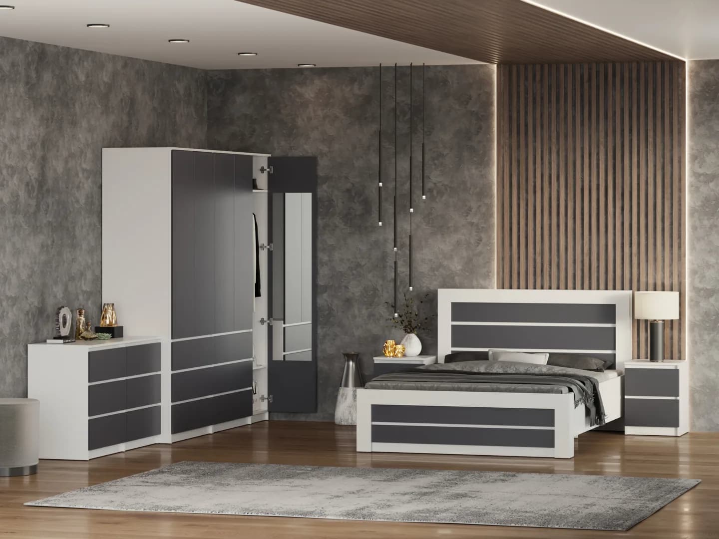 Naktinis staliukas NS-PT-2 Miegamojo baldai Naktiniai staliukai